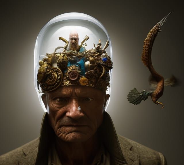 Booze Hound Maniac in Crystal: Hyperrealistic Digital Art