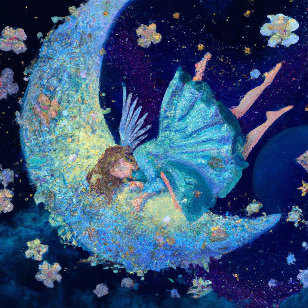 Fairy on the Moon in Outer Space