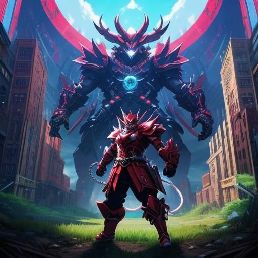 Anime Style Video Game Boss Fight