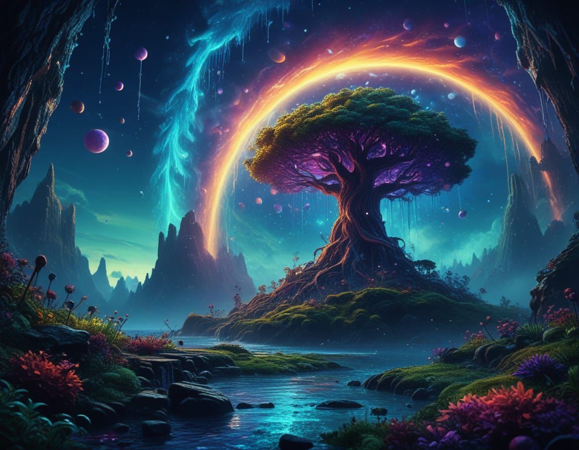 Ethereal Cosmic Being Unveils Radiant Vortex