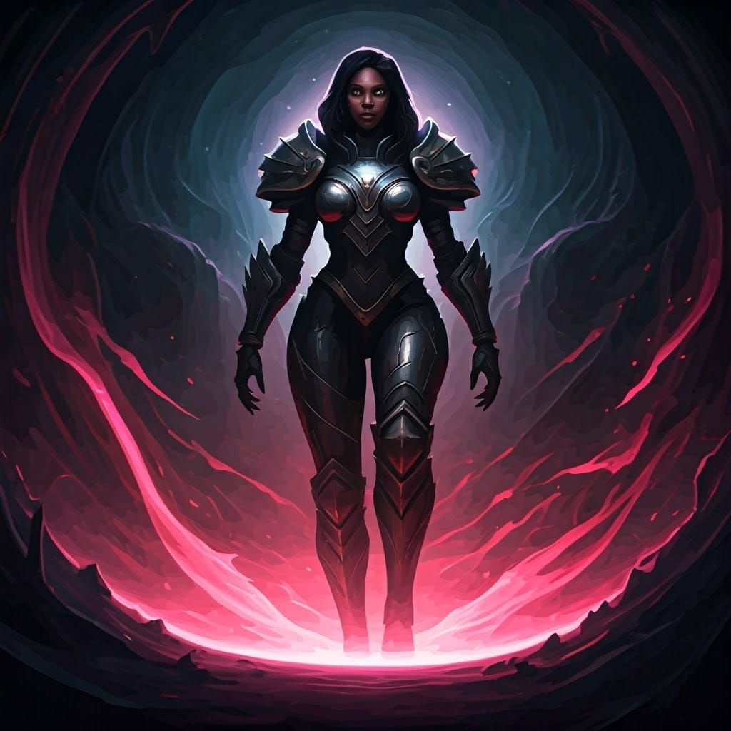 Confident Female Warrior BlaqueTrez in Hyperrealistic Art