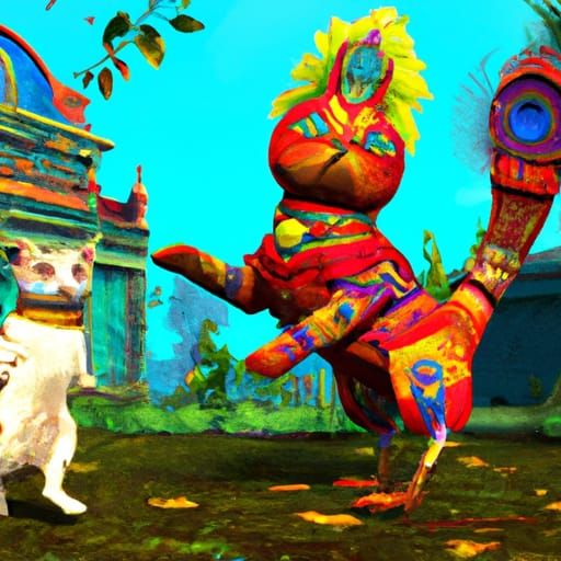 Cats Salsa Dancing: A Detailed Matte Painting