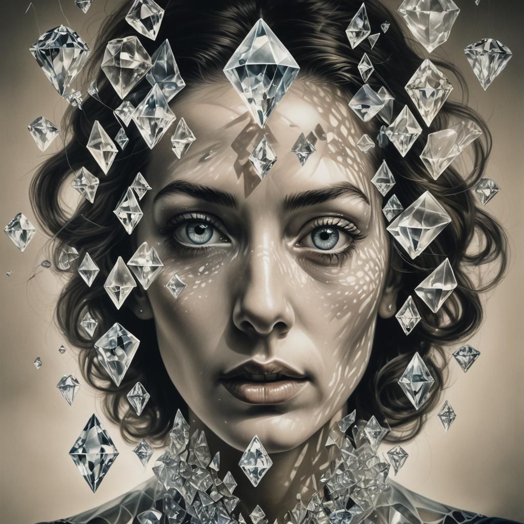 Surreal Double Exposure Portrait with Diamonds