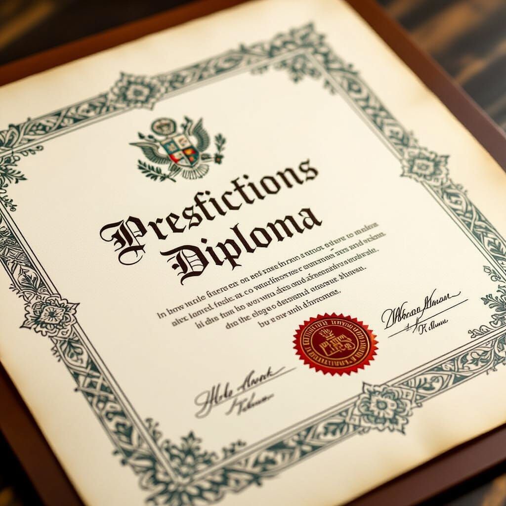 Prestigious Diploma Illustration with Ornate Borders