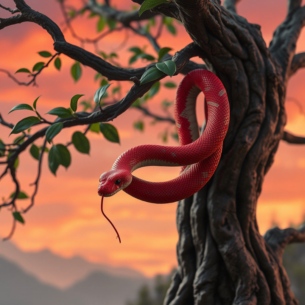 Vibrant Snake in Mystical Golden Hour Setting