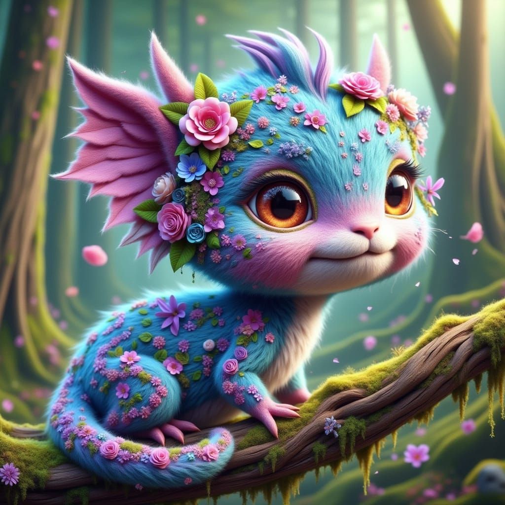 Enchanted Chameleon Girl in Whimsical Forest