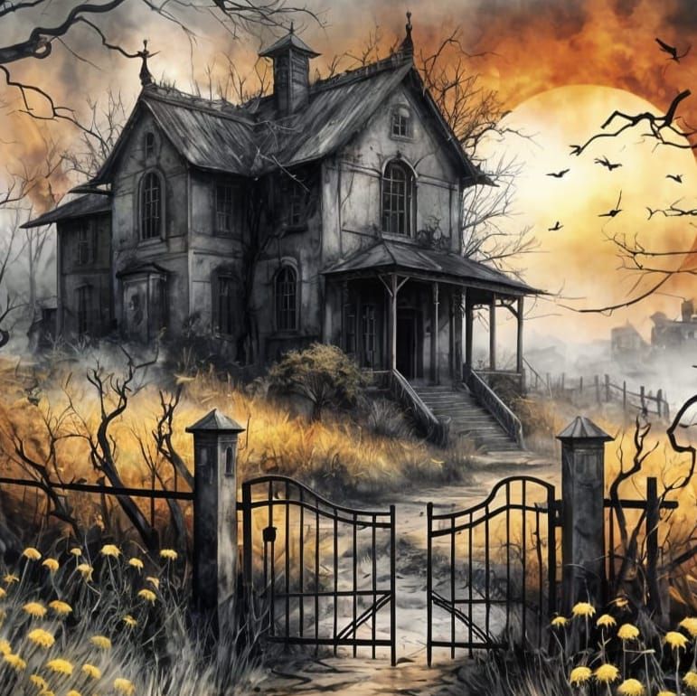 Ethereal Watercolor of Abandoned Schoolhouse