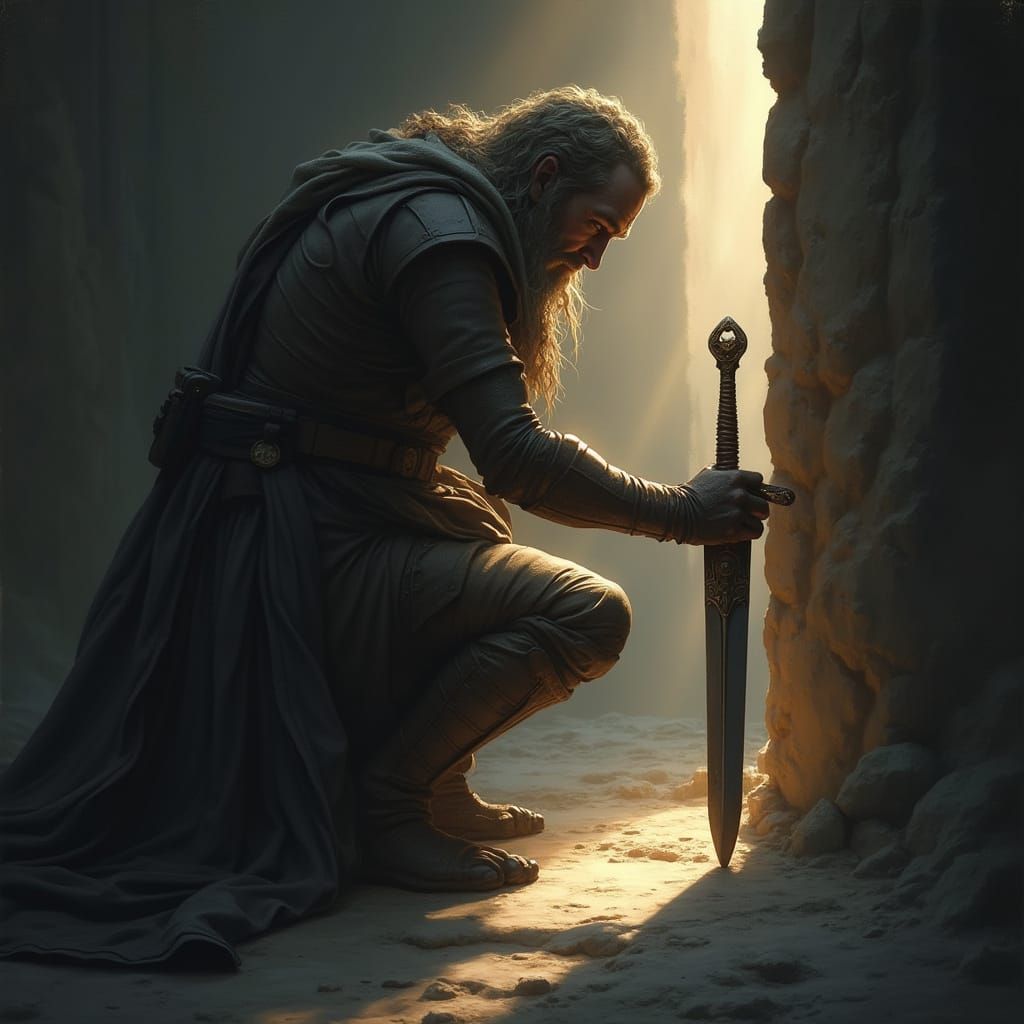 Man Finds Mystical Sword Hilt, Energy Surge