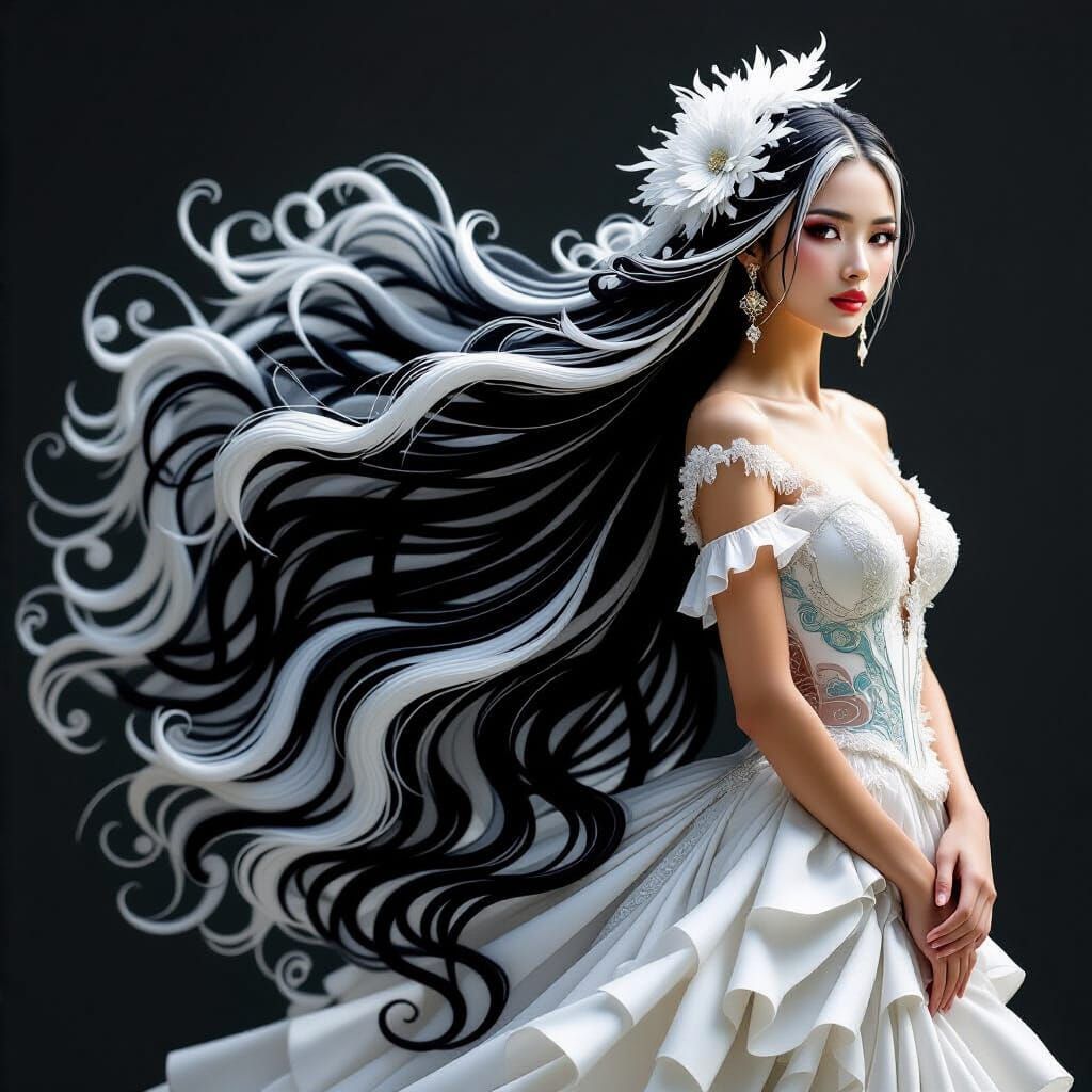 Creative Woman With Elaborate Long Hair
