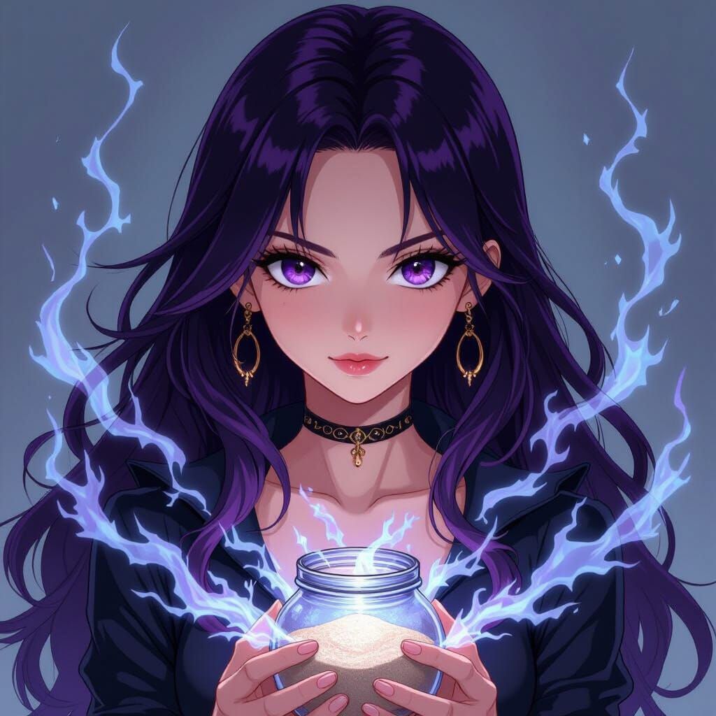 Anime Girl with Frost Powers and Mysterious Jar