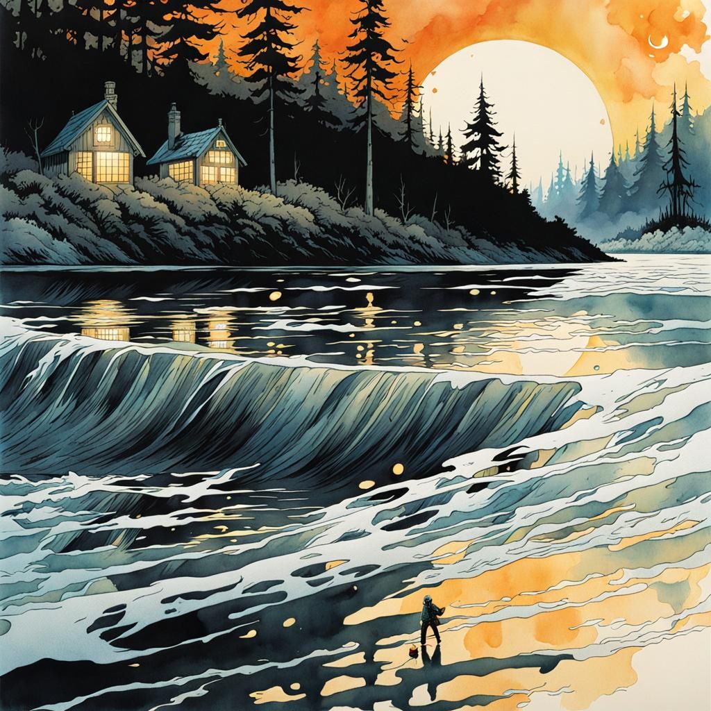 Banshee's Humorous Nightmare: Watercolor and Ink Art