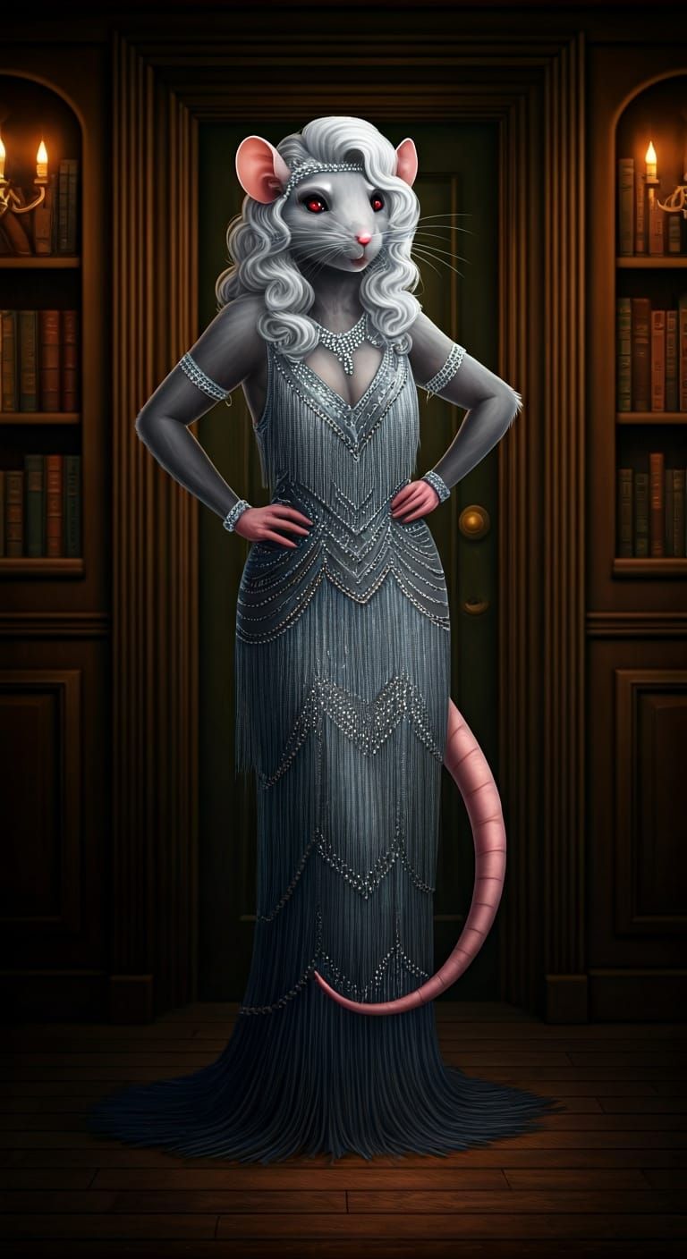 Rat-Woman Flapper in Art Deco Speakeasy