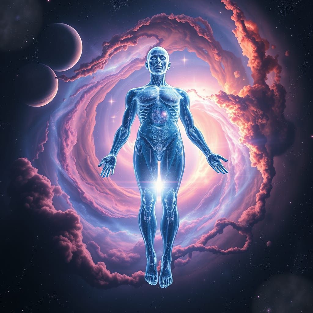 Human Figure Radiates Ethereal Aura in Hyperrealistic Space ...