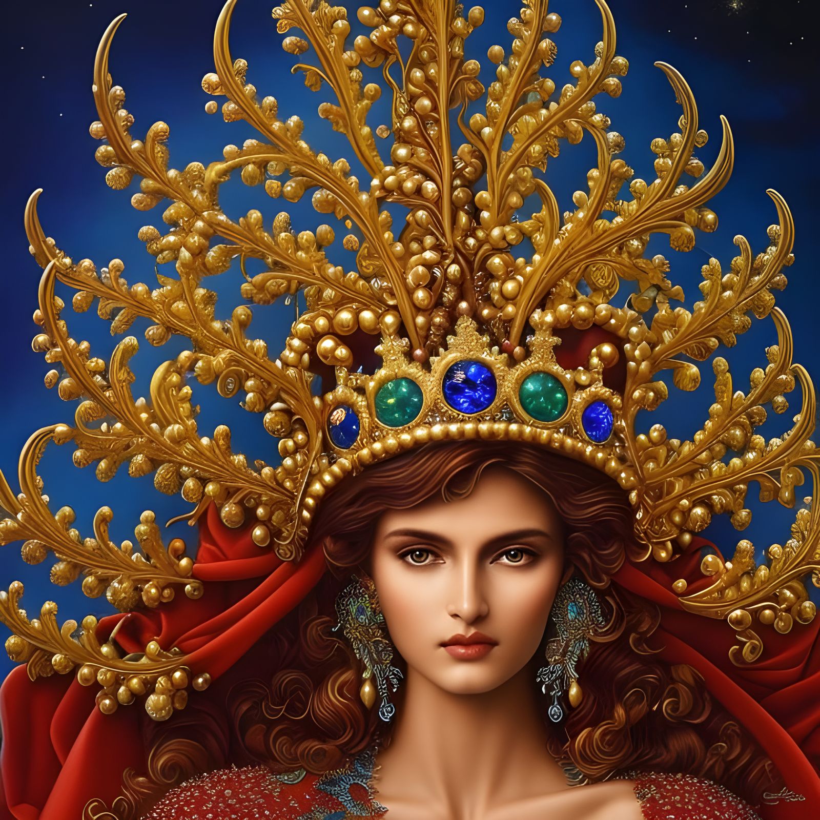 Glistening Fantasy Crown in Dreamy Celestial Art