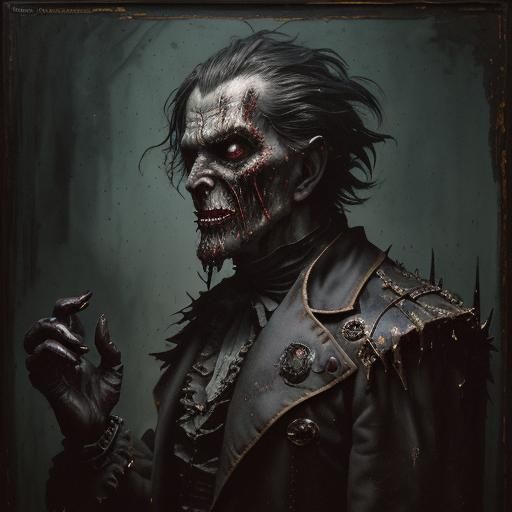 Sinister Steampunk Horror Creature in Impasto Style