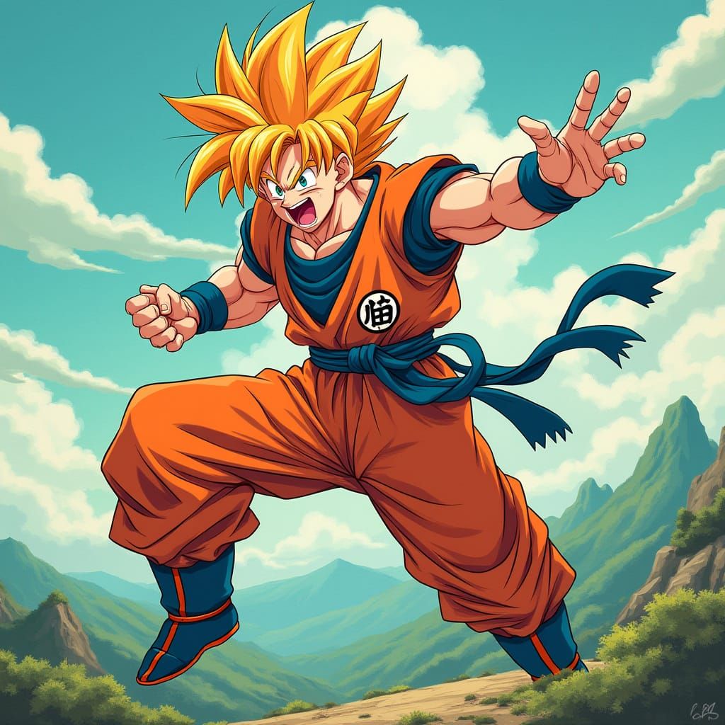 Manga-Inspired Dragon Ball Warrior in Dynamic Pose