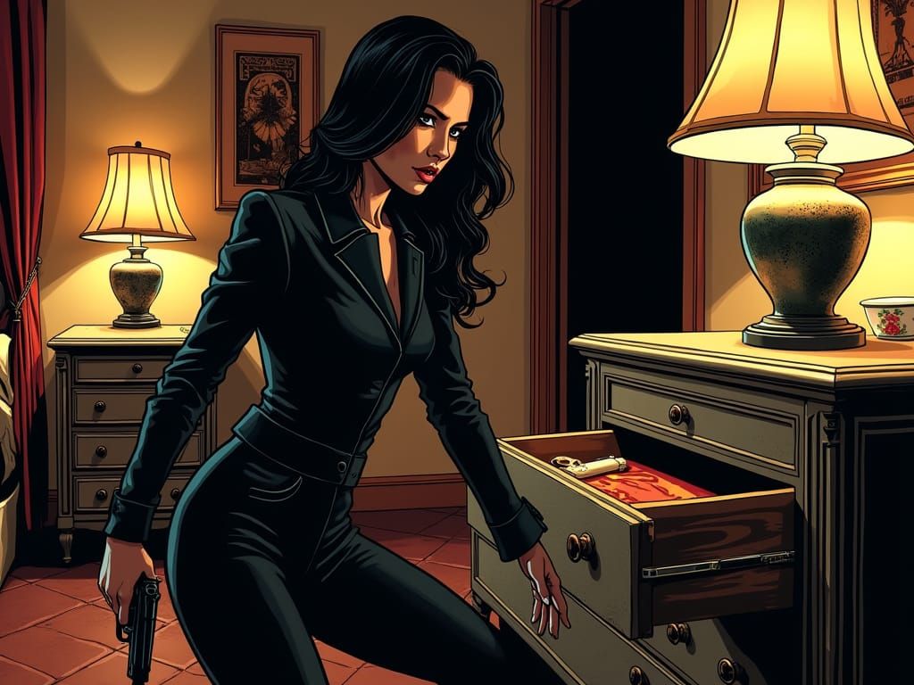 Italian Secret Agent in Frank Miller Comic Style