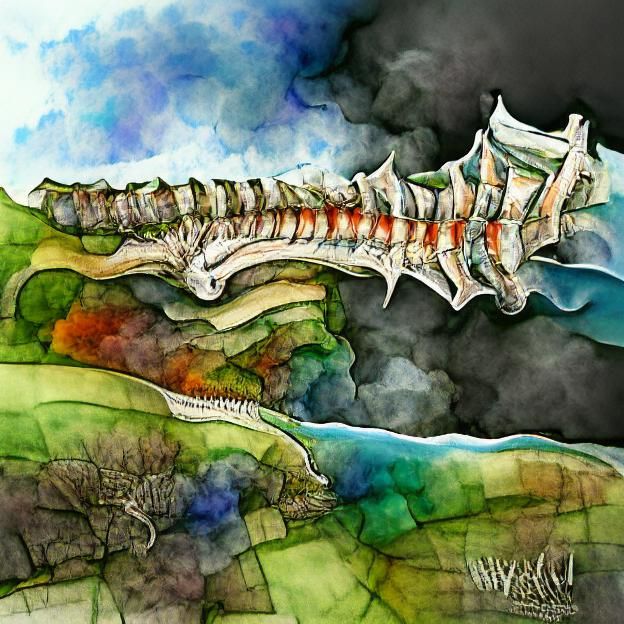 Dragon's Spine, Isle of Wight: Watercolor and Ink