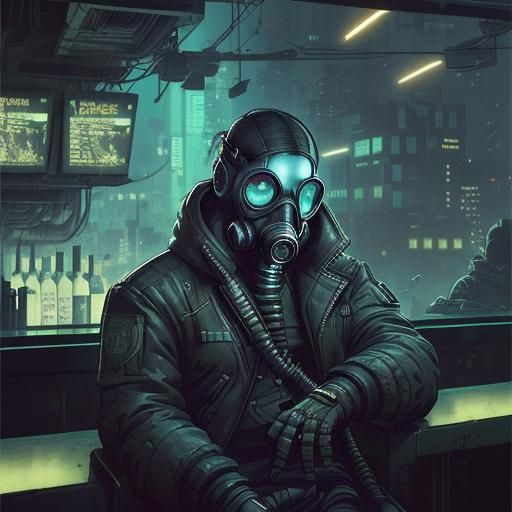 Cybernetic Hacker in Dystopian Cyberpunk City