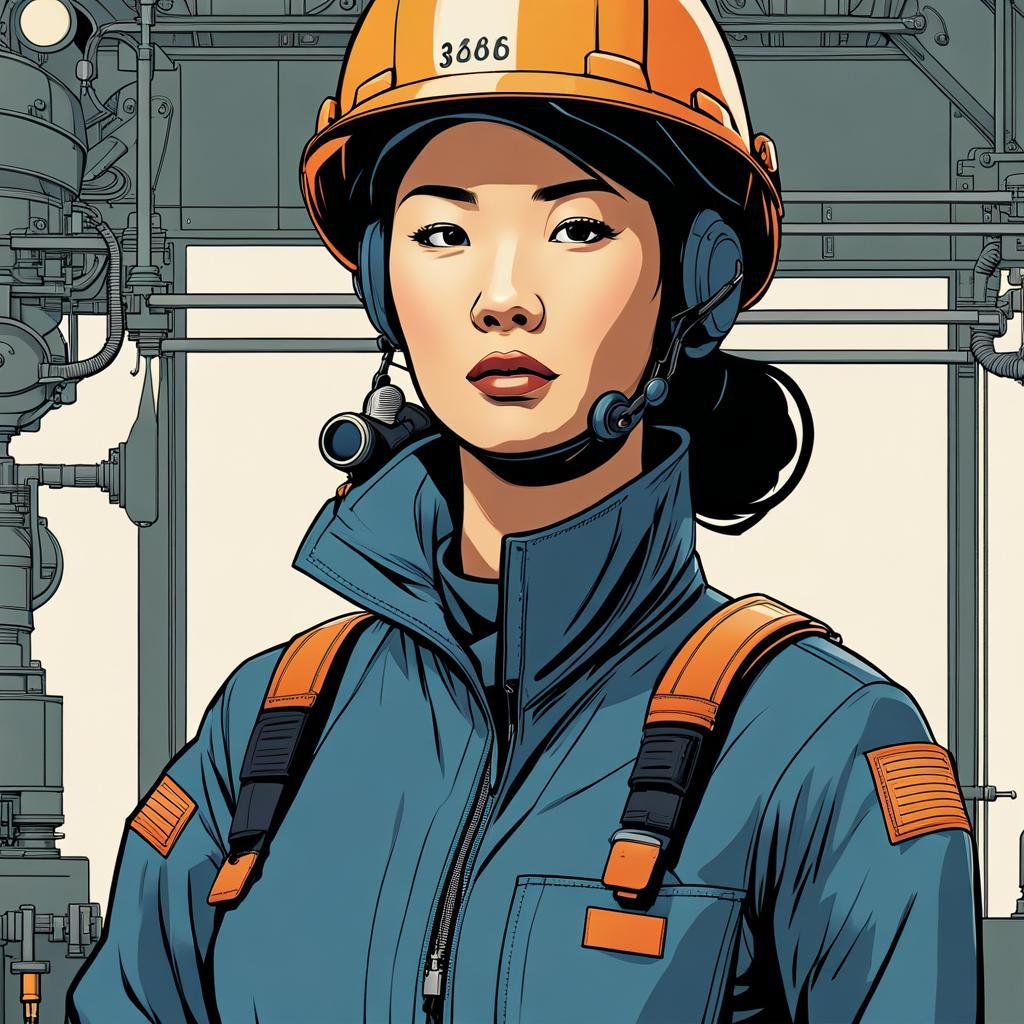 East Asian Ship Inspector in Modern Minimalist Style