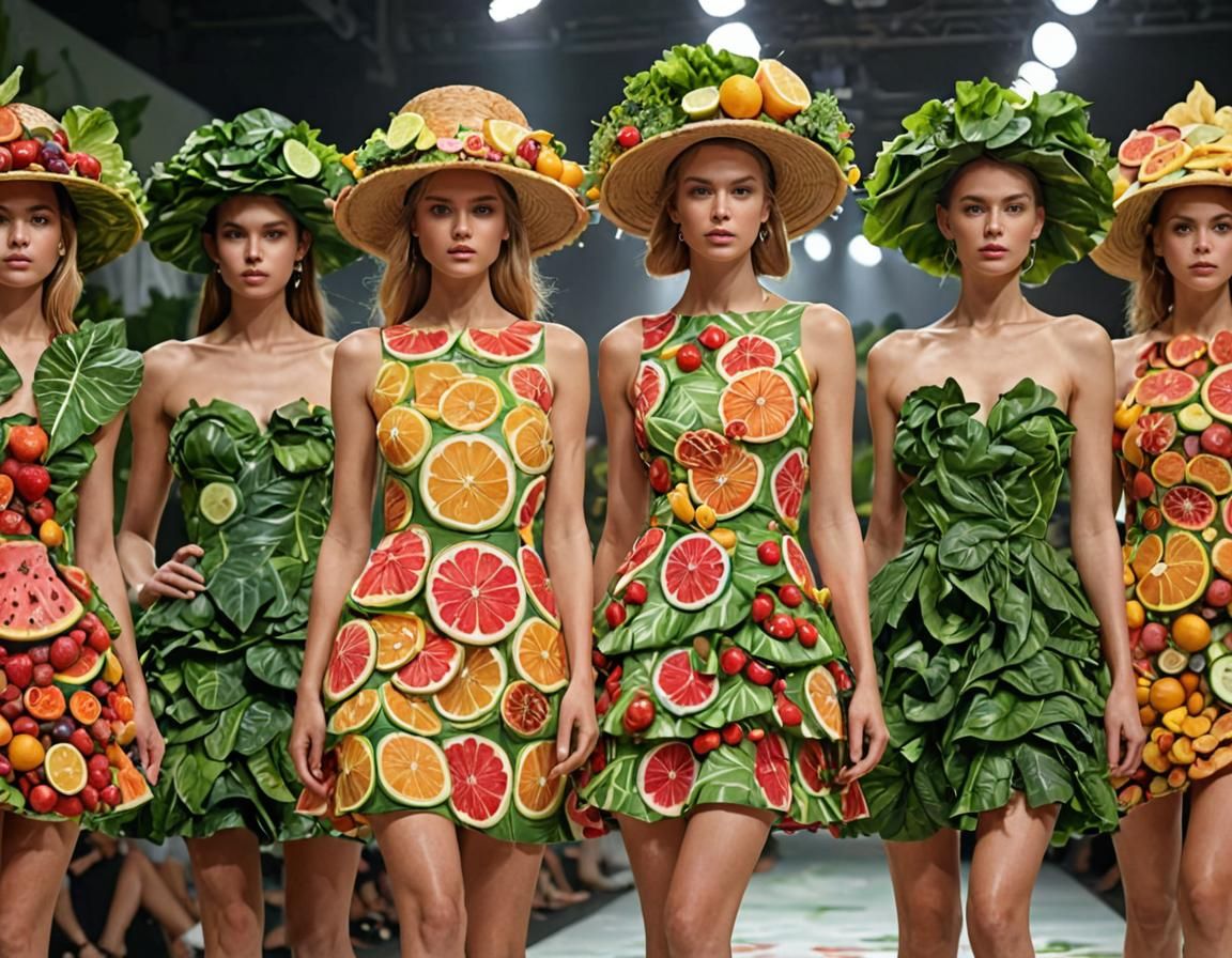 Food Fashion Show in Hyperrealistic Detail