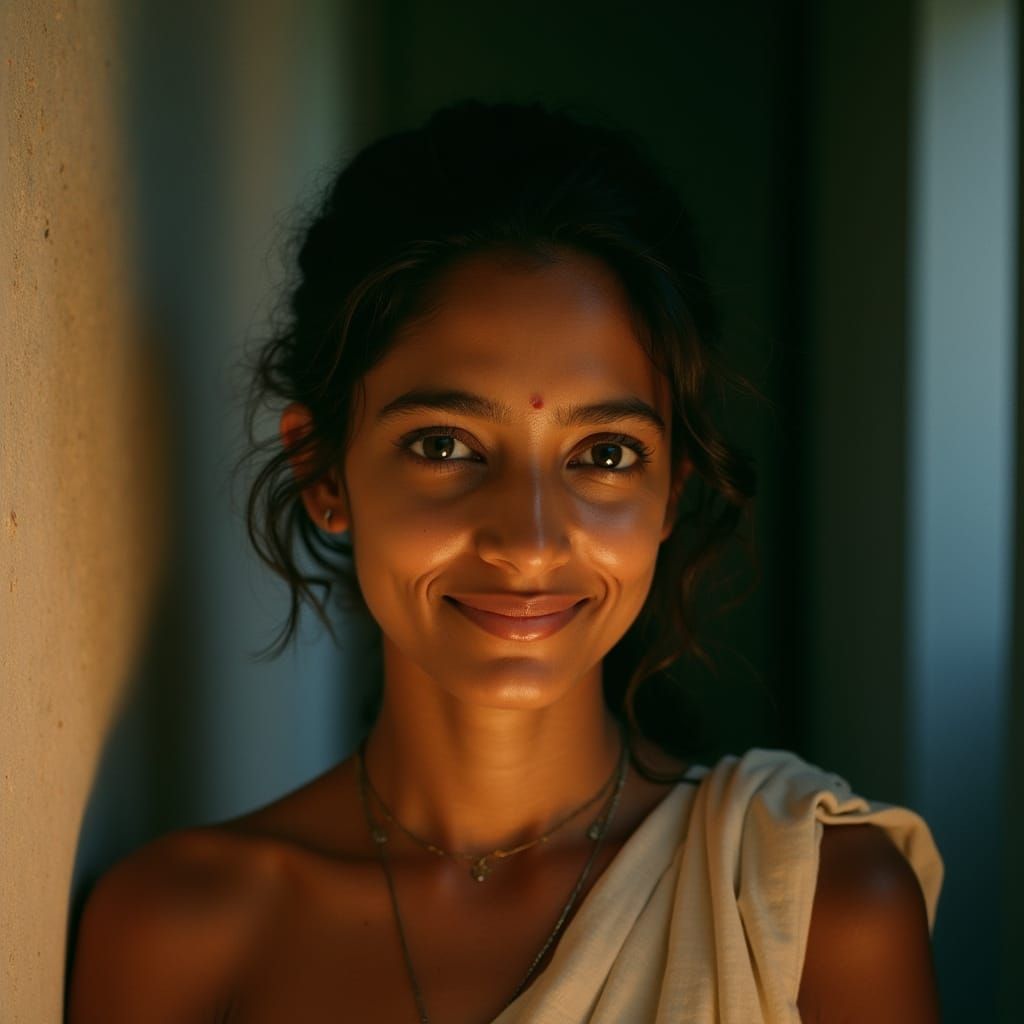 Elegant South Asian Woman in Cinematic Portrait