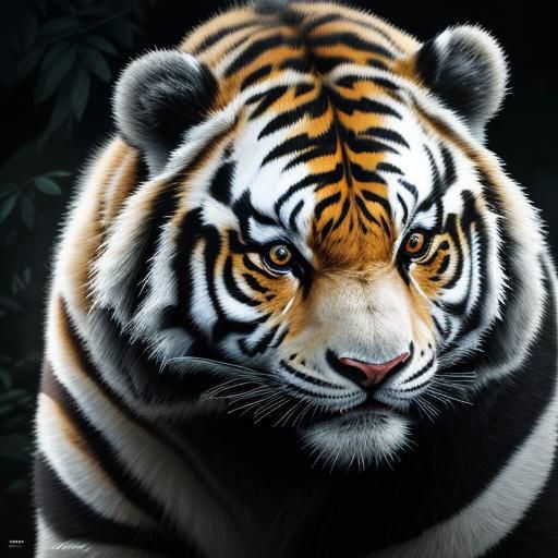 Hyperrealistic Panda-Tiger Hybrid Creature