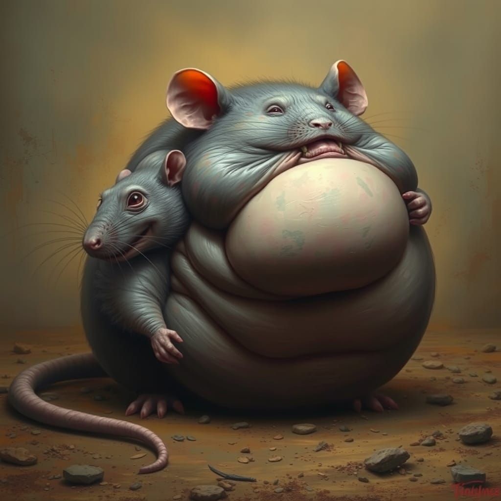 Surreal, Exaggerated Rat in Photorealistic Style