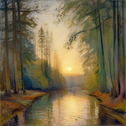 Lush Meadow Landscape Painting