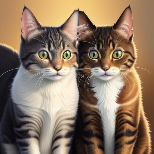Hyper-Realistic Cats in Vibrant Digital Art
