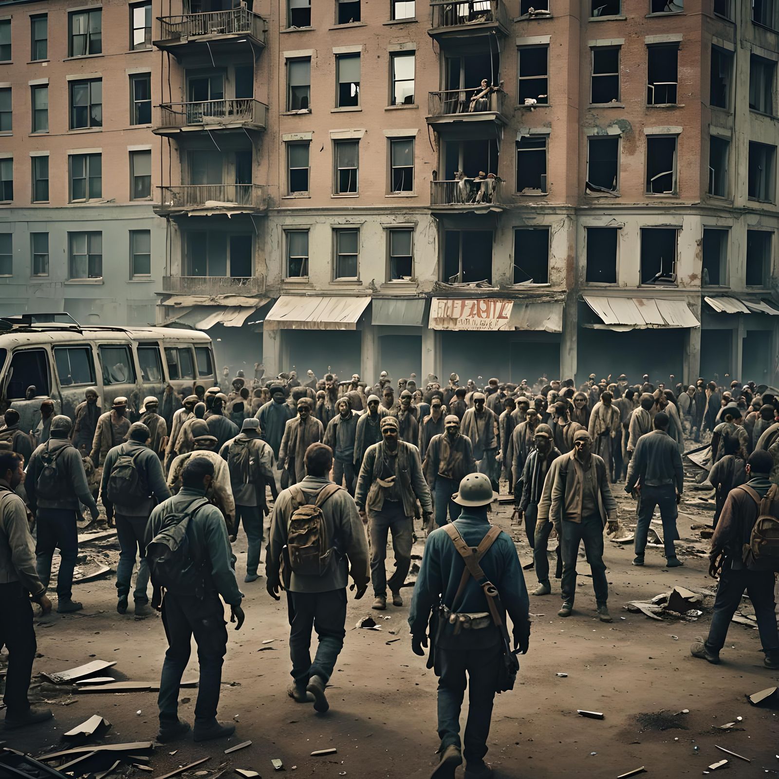 Dramatic Zombie Horde Film Still