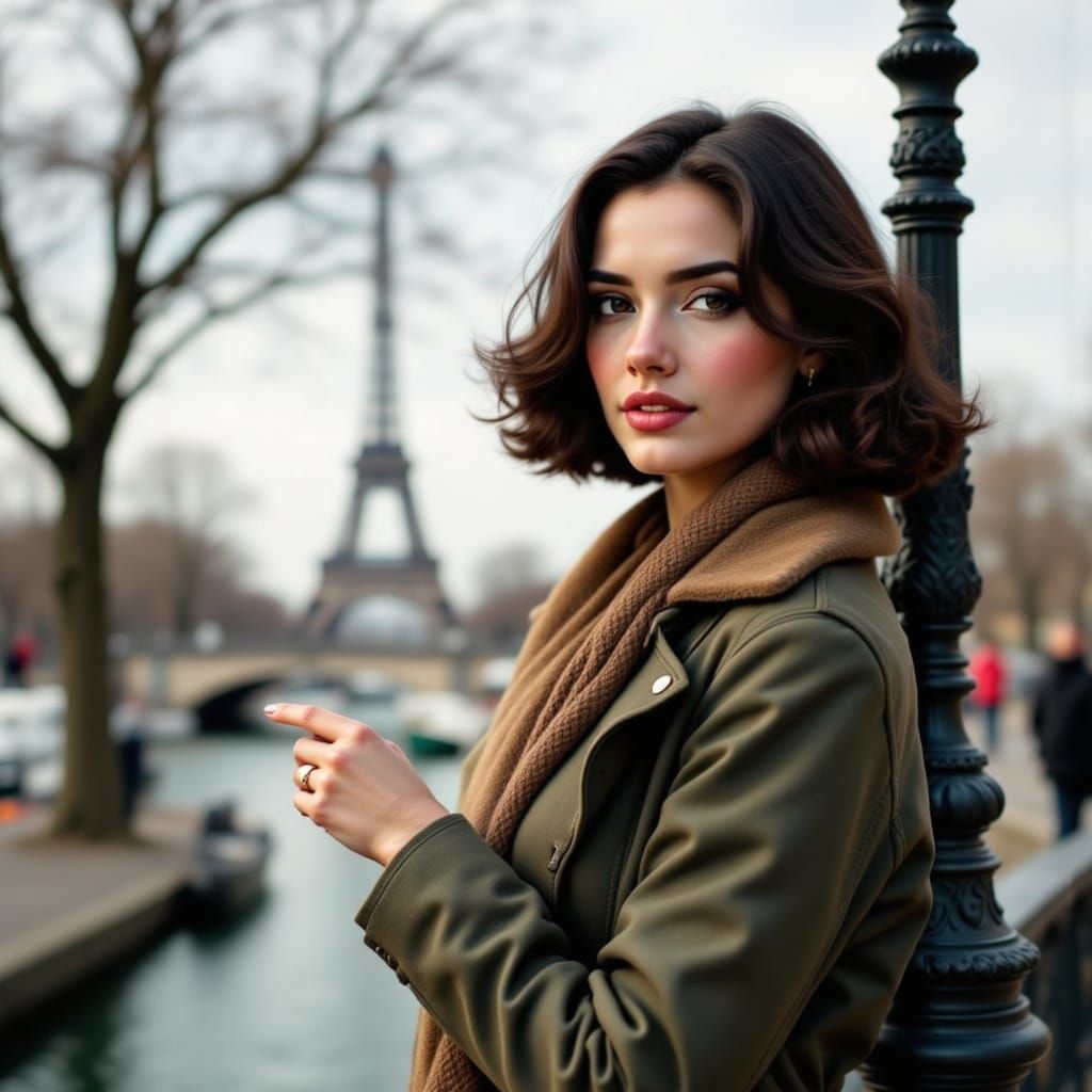 French Pin-Up Girl in Parisian Chic Style