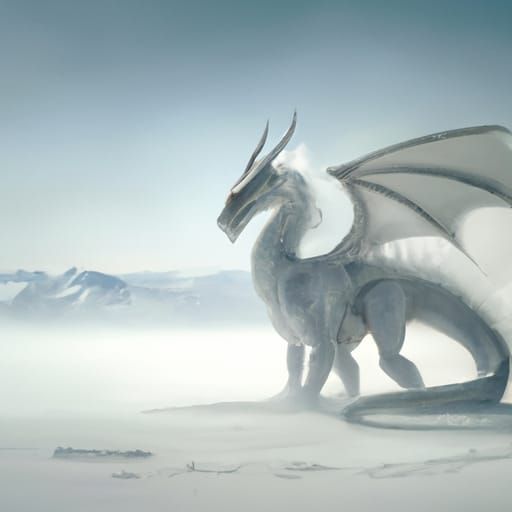 High Gothic White Dragon in Snowy Field