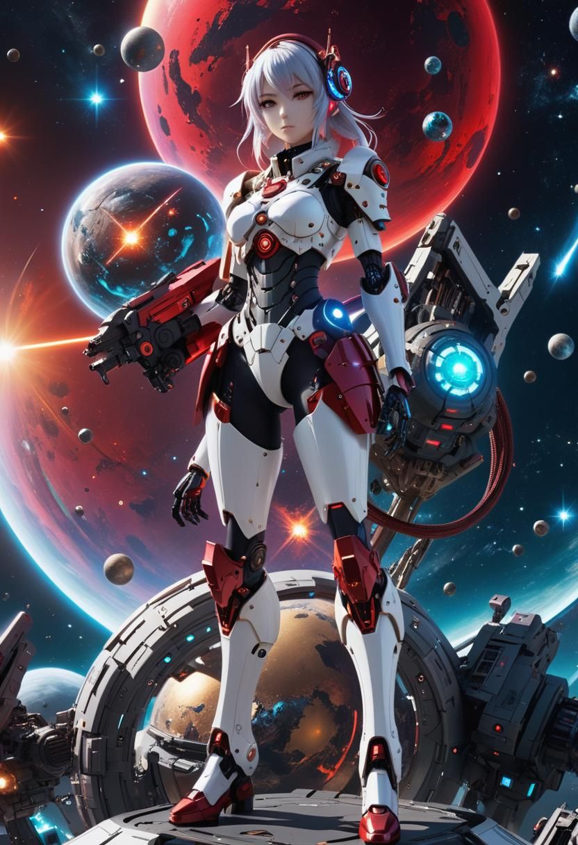 Sci-Fi Anime Girl Made of Nintendo Switch Parts