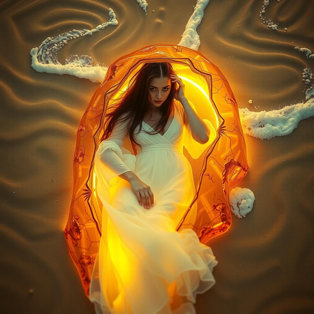 Woman in Amber: Surreal Dreamscape