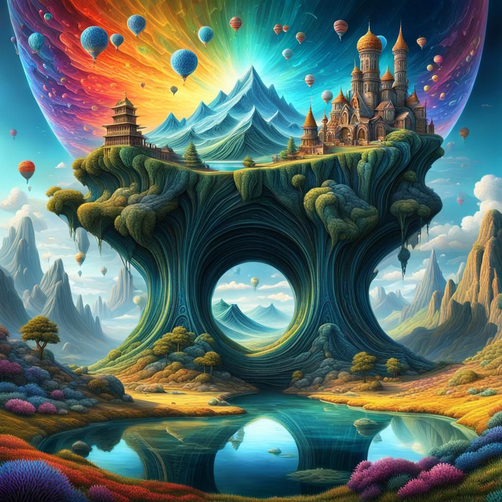 Surreal Dreamscape with Impossible Geometry in 4K