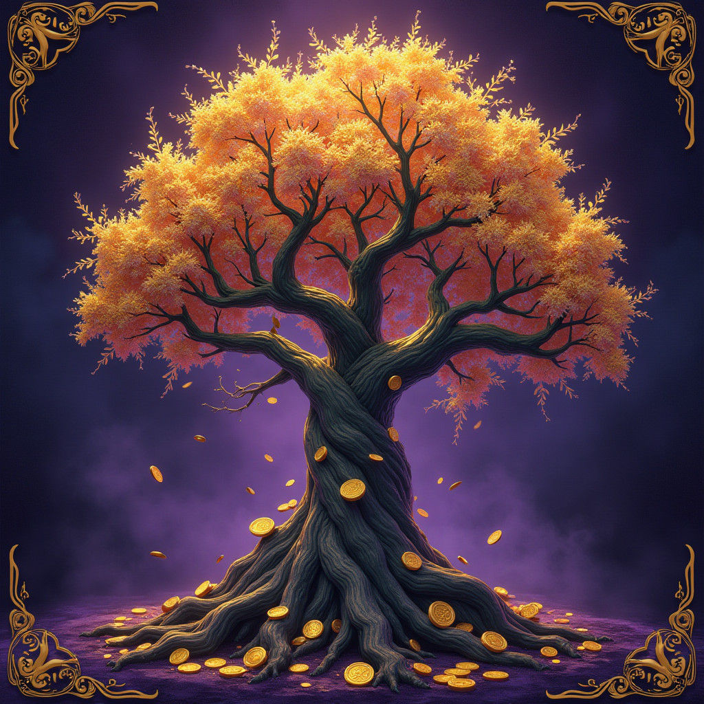 Ornate Money Tree with Golden Coins