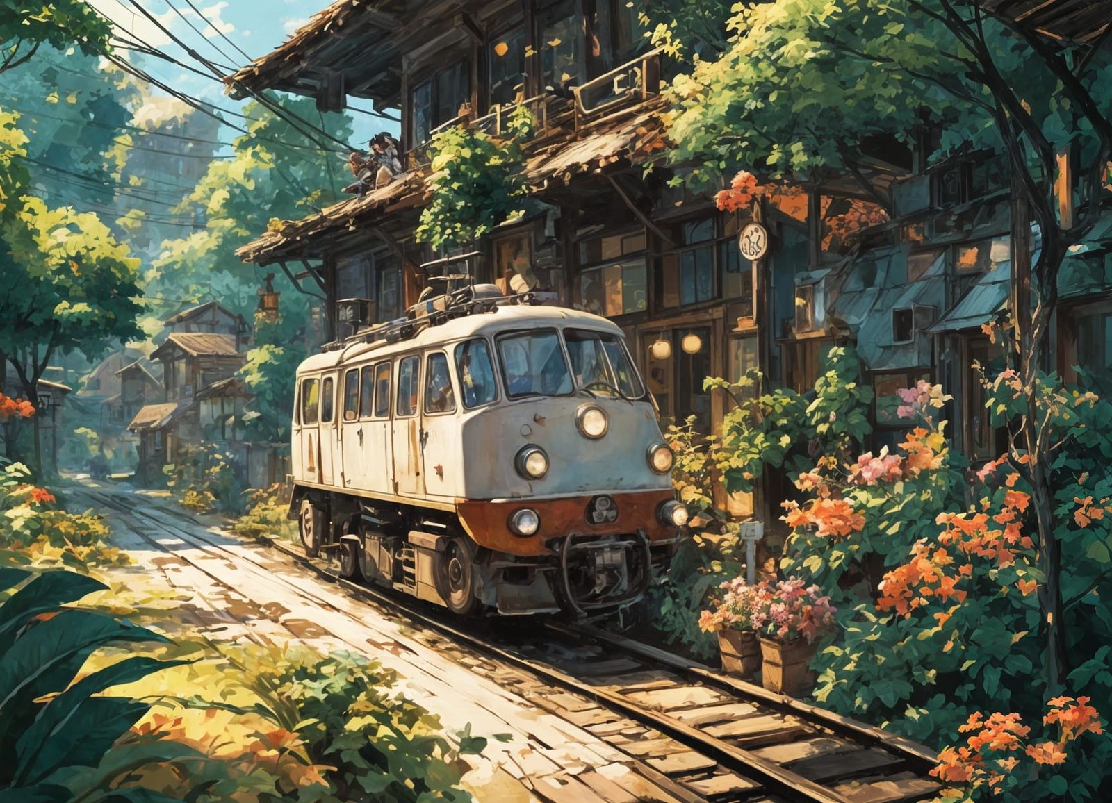 Chibi Anime Girl Gardening in Winter Sun