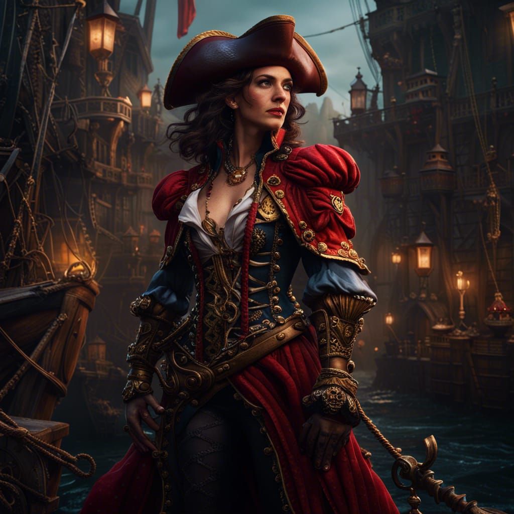 Detailed Matte Painting of Female Captain Hook