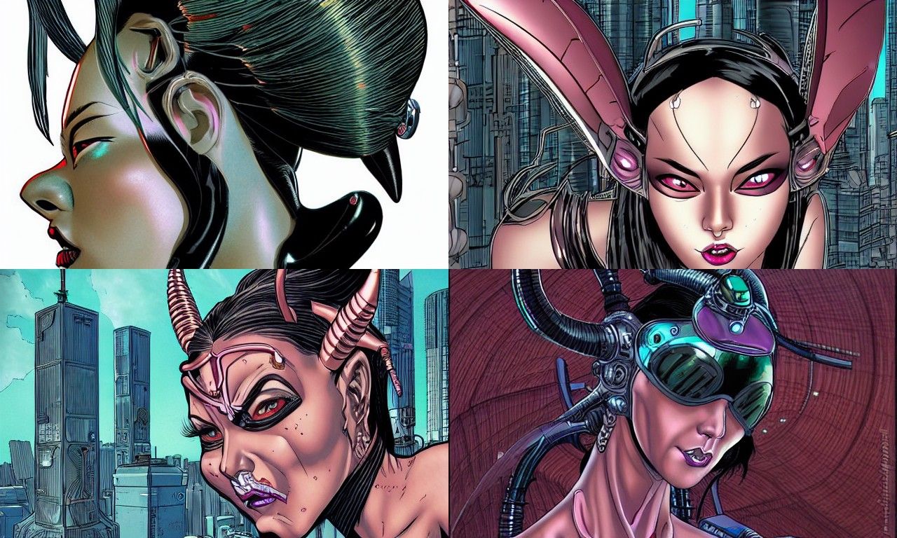 Cyborg Succubus in Hyperdetailed Cyberpunk Cityscape