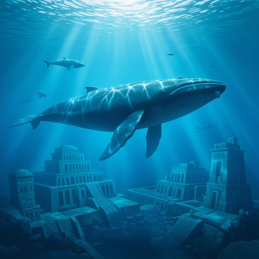 Whale Glides Over Sunken Atlantis