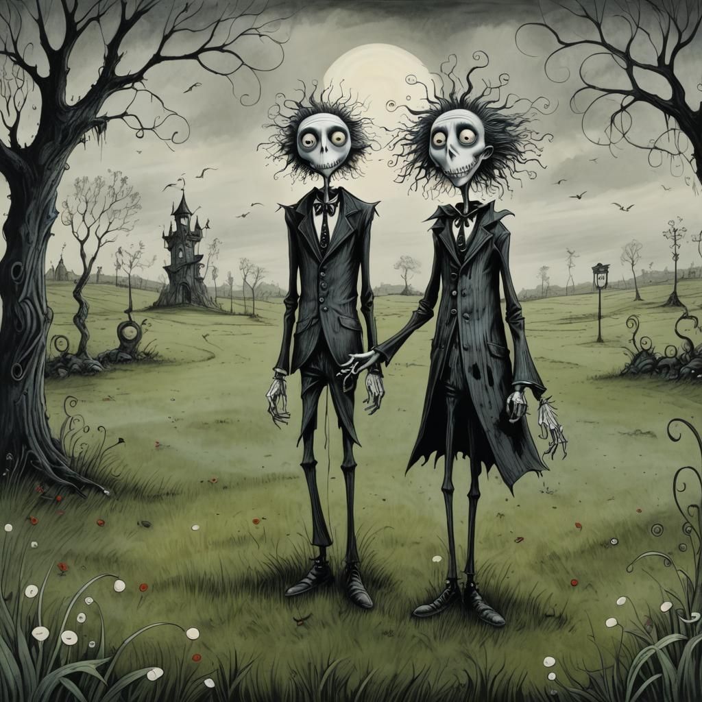 Lunatic in Grassy Field Inspired by Dark Fantasy