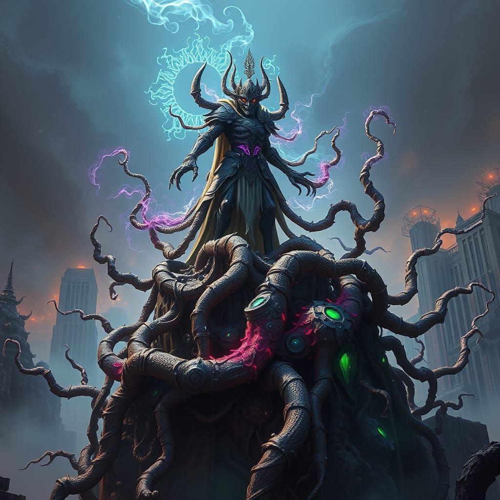 goblin king Hylozoic techno construction Gaussian electromagnetism psychedelic trippy art goblincore