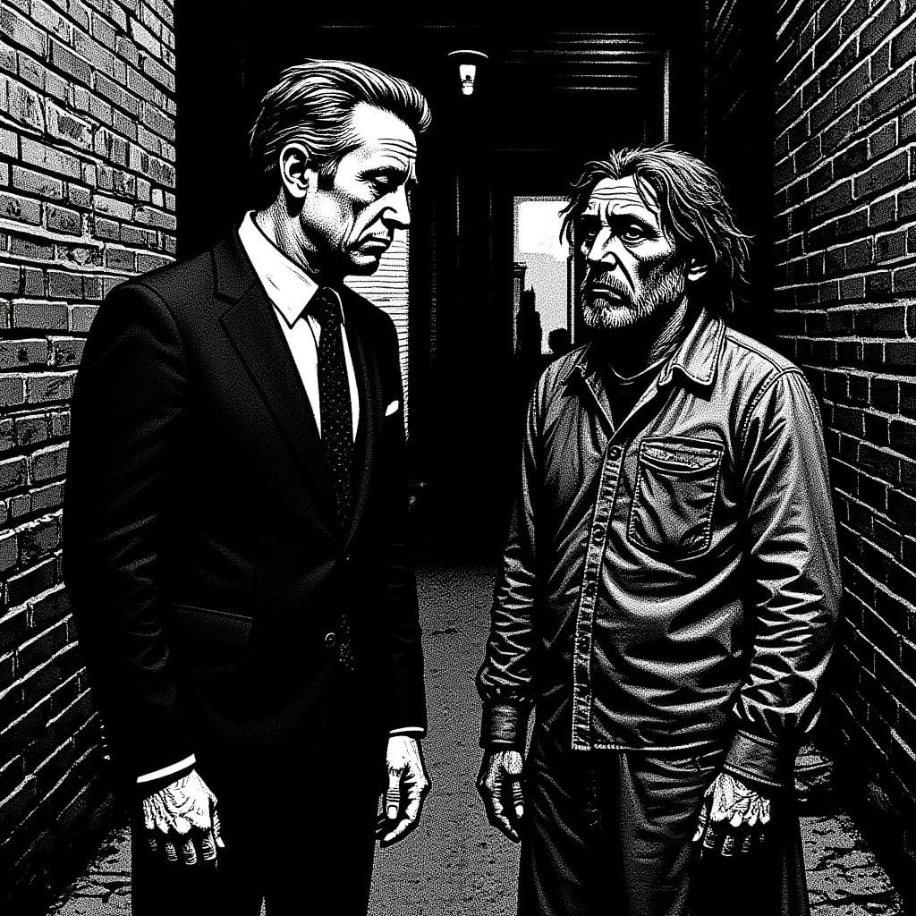 Wealthy Businessman Confronts Homelessness: Banksy-Style Art