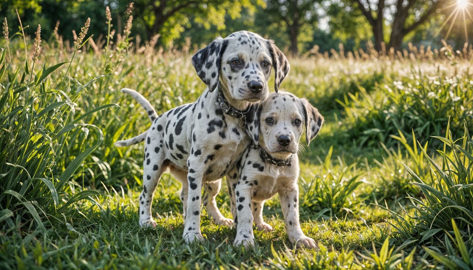 Cute Dalmatian Puppies in Warm Light