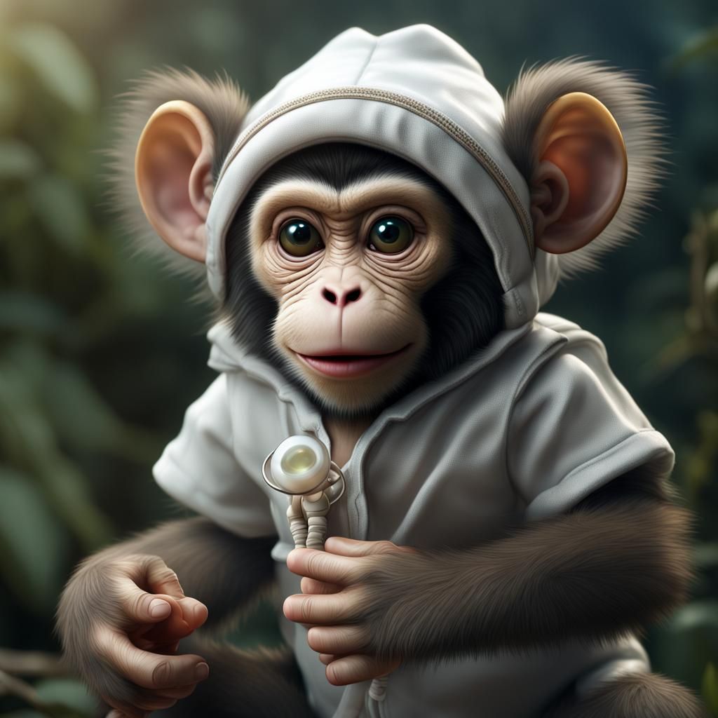Baby Monkey with Pacifier: Fantasy Concept Art