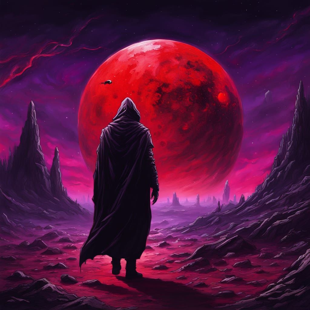 Eerie Creature on Dead Planet in Dark Surrealism