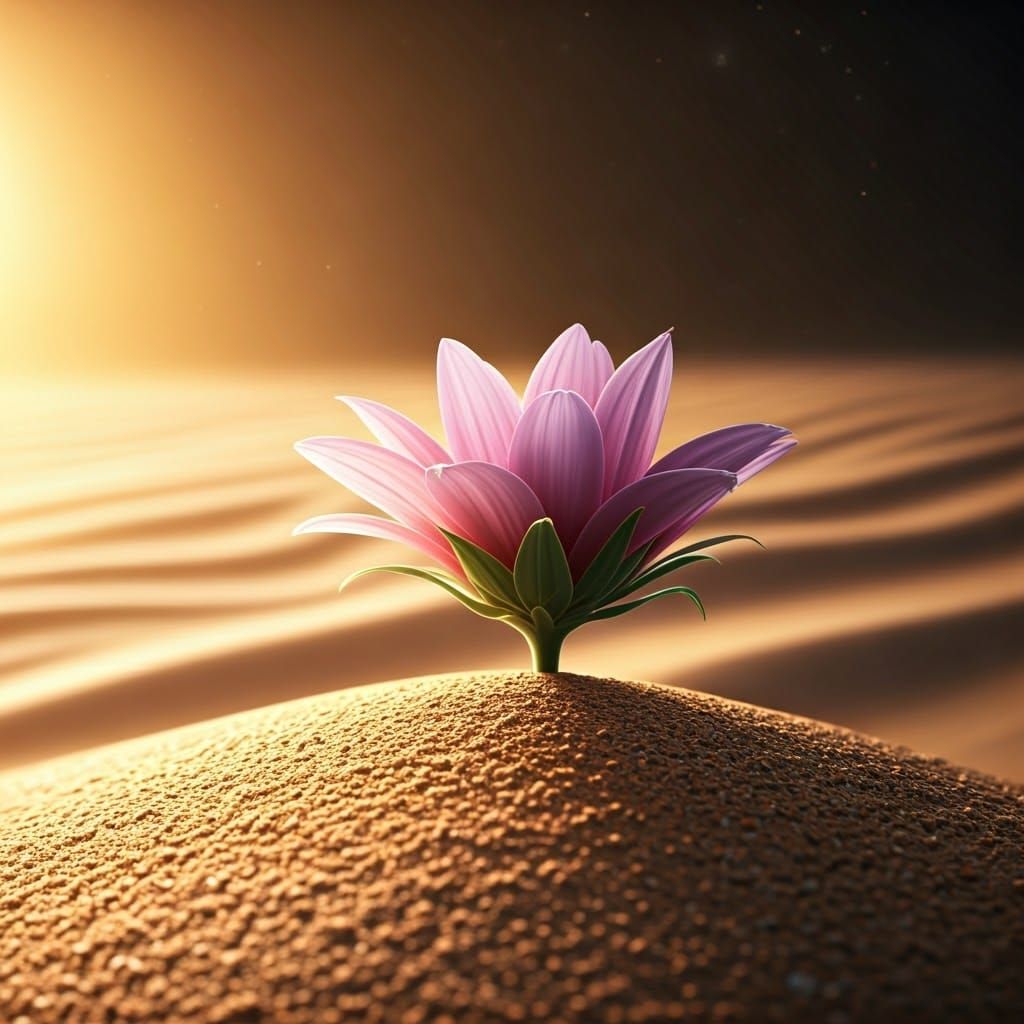 Vibrant Desert Bloom in Hyper-Realistic Style