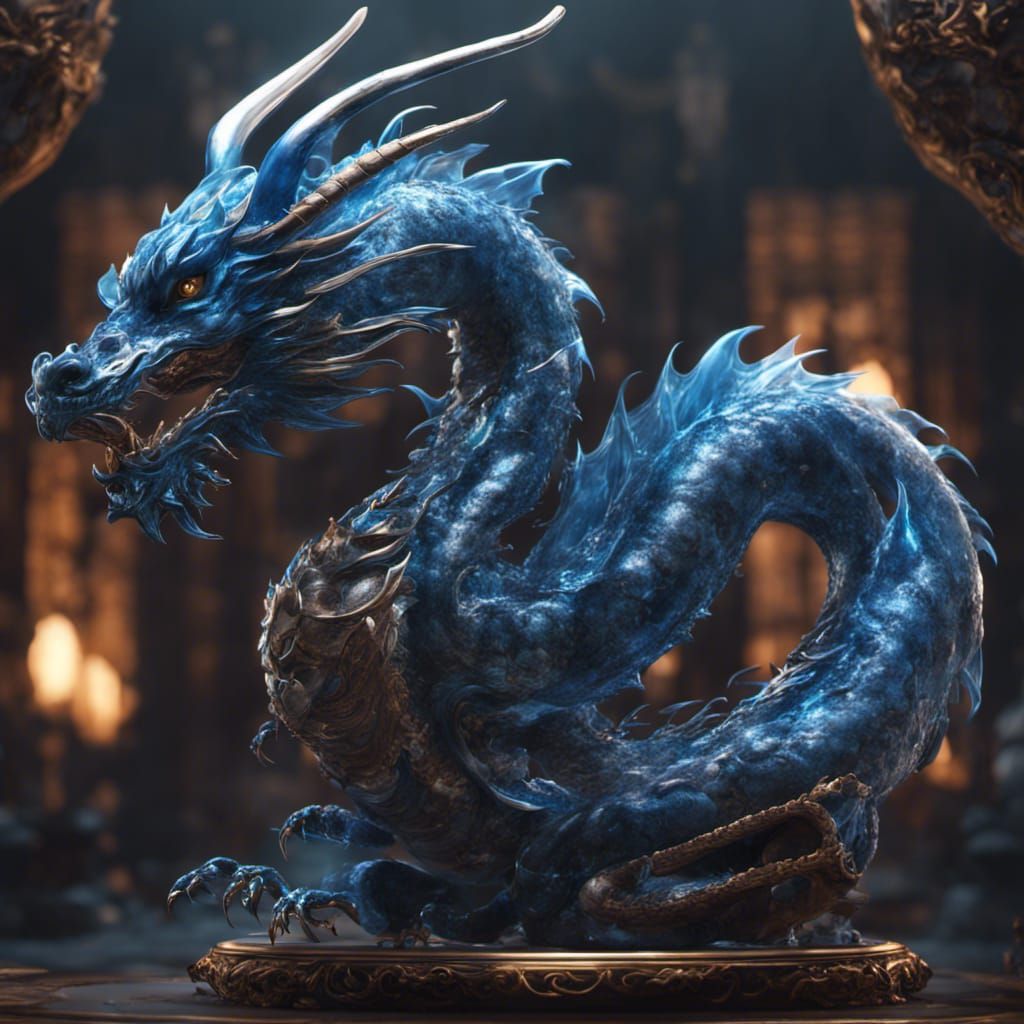 Blown Glass Azure Dragon Fantasy Concept Art