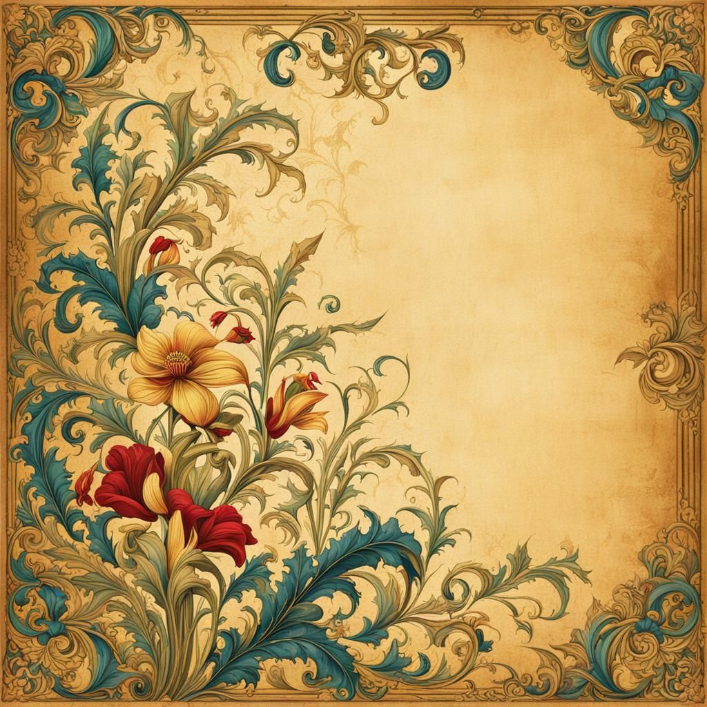 Illuminated Manuscript Page with Floral Border